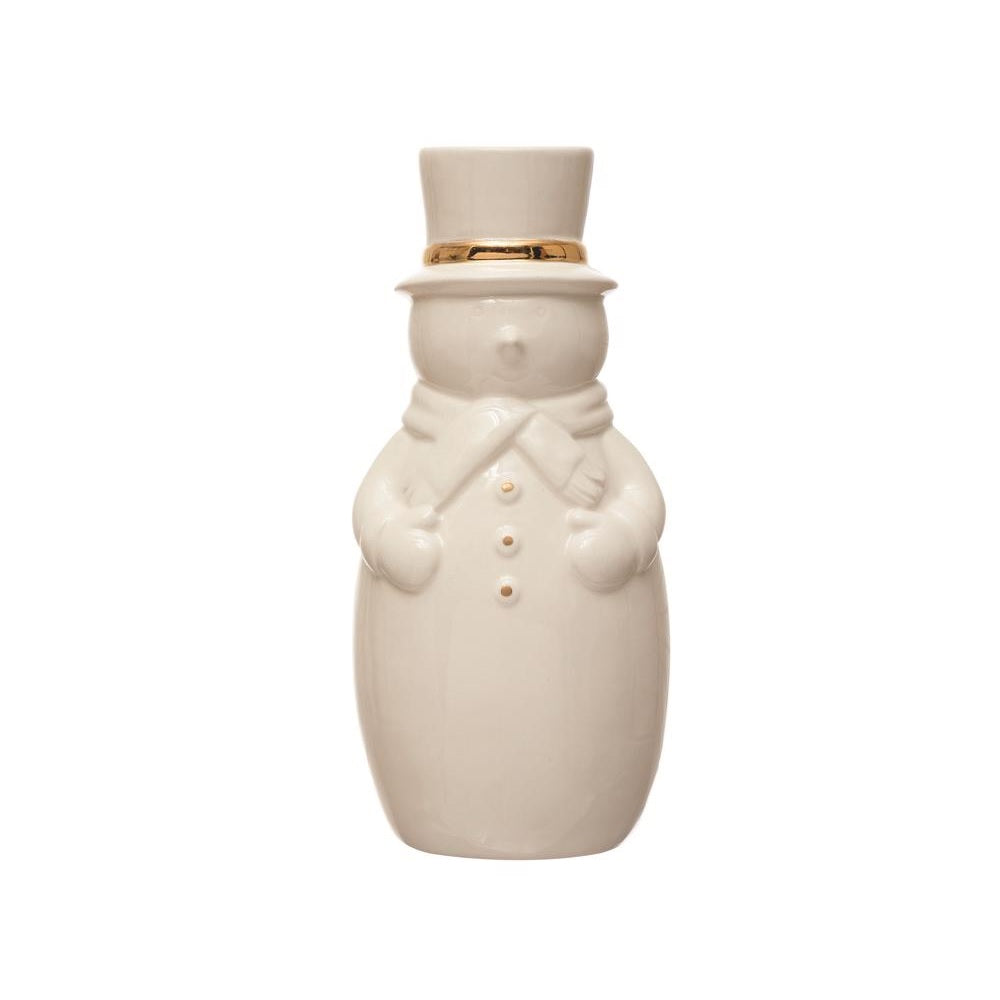 Creative Co-Op XM8256 Snowman Vase Christmas Tabletop Decor, 8 Inch, White