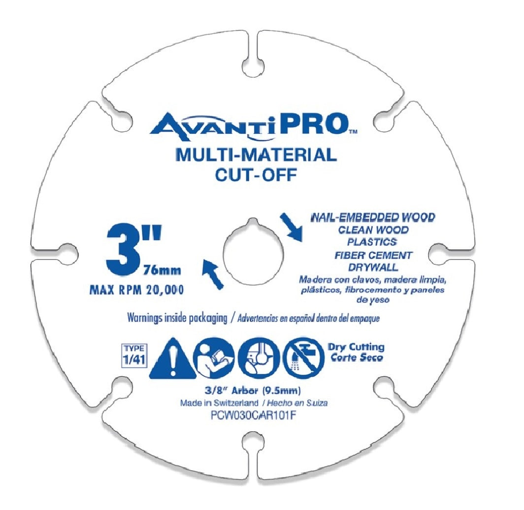 Avanti Pro PCW030CAR101F Cut-Off Wheel, Carbide Abrasive