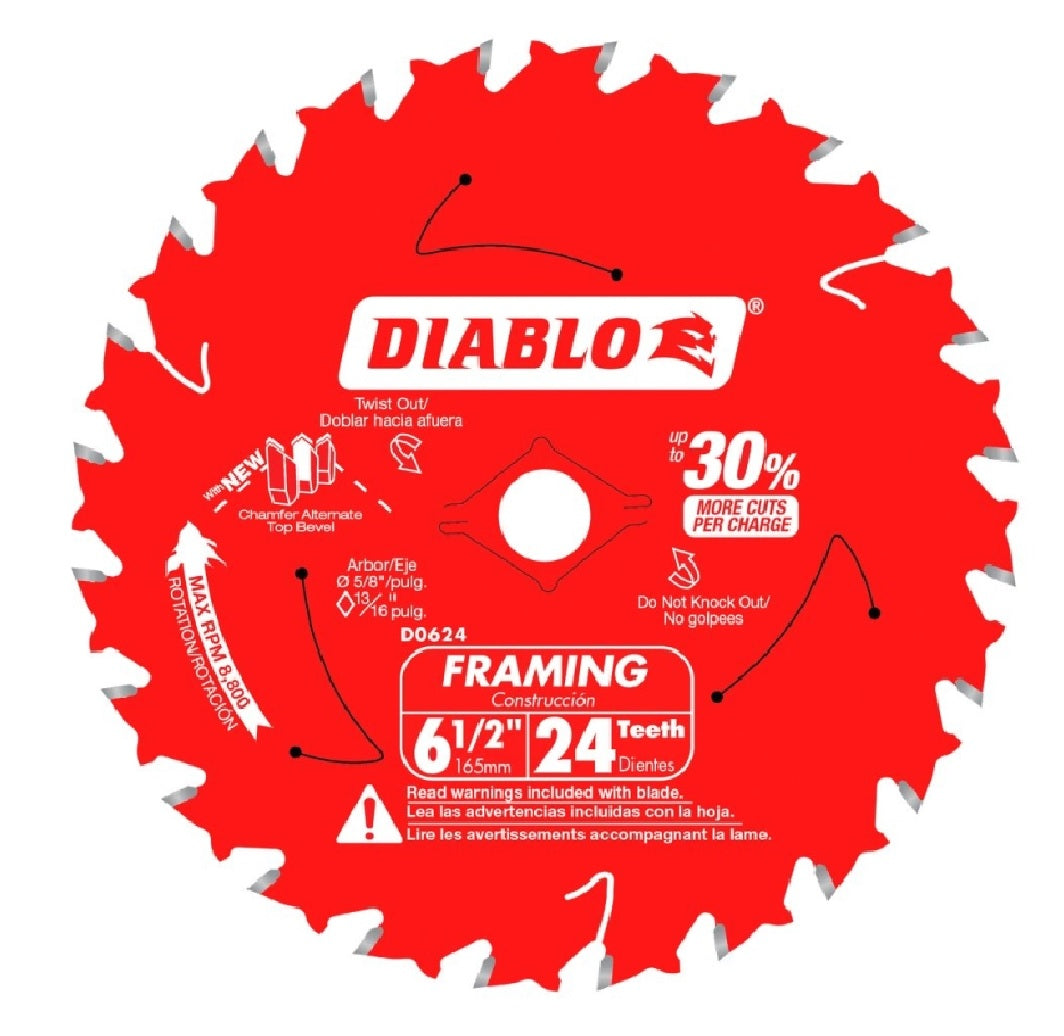 Diablo D0624X3 Framing Saw Blade, Carbide Cutting Edge