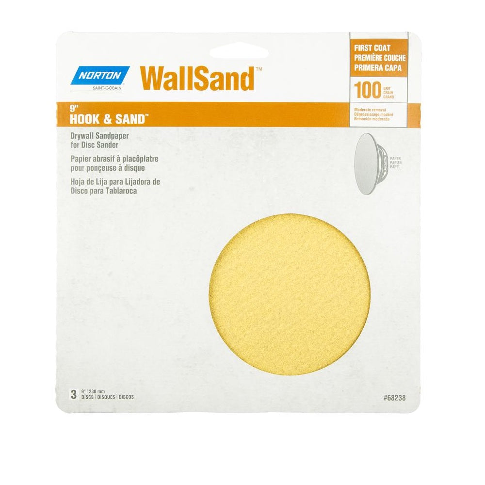 Norton 07660768238 Hook and Loop Drywall Sanding Disc, 100 Grit