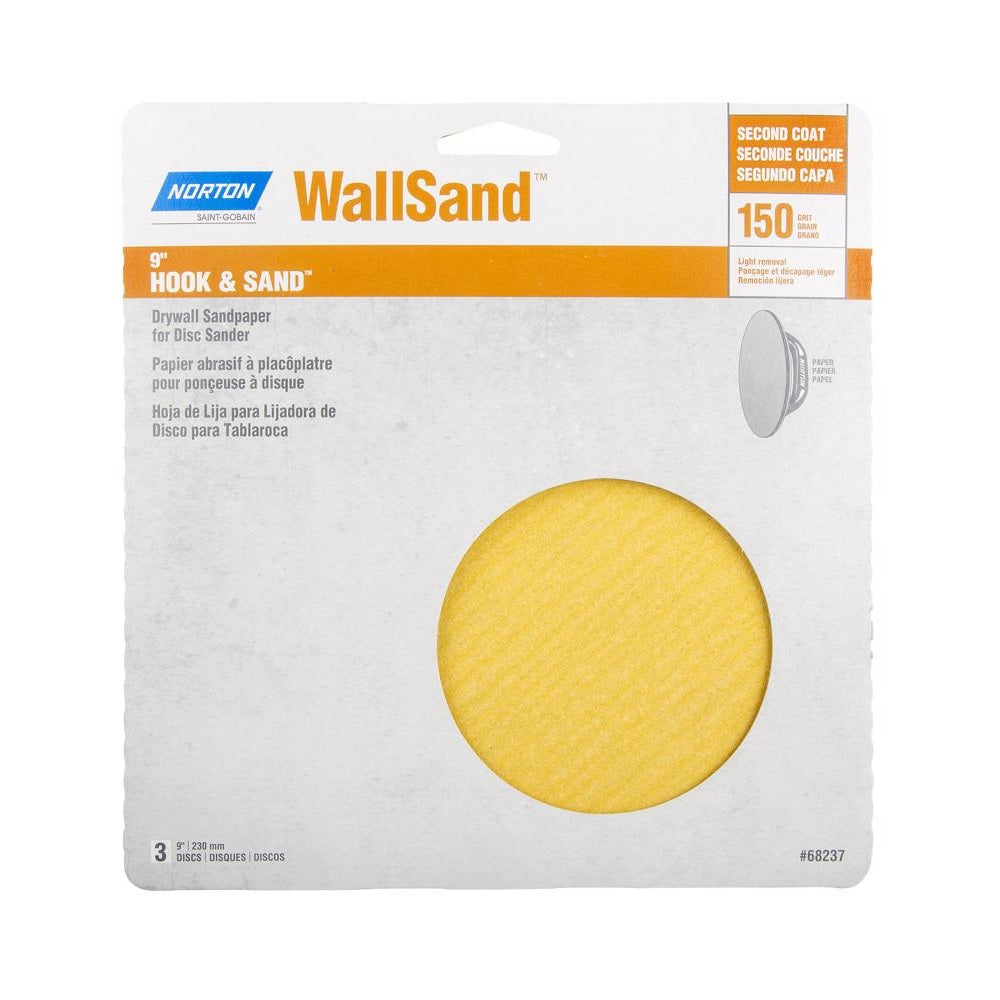 Norton 07660768237 Hook and Loop Drywall Sanding Disc, 150 Grit
