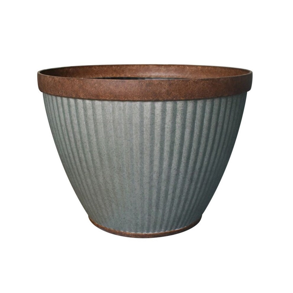Southern Patio HDR-054795 Round Westlake Planter, Rustic Galvanized, 15 Inch