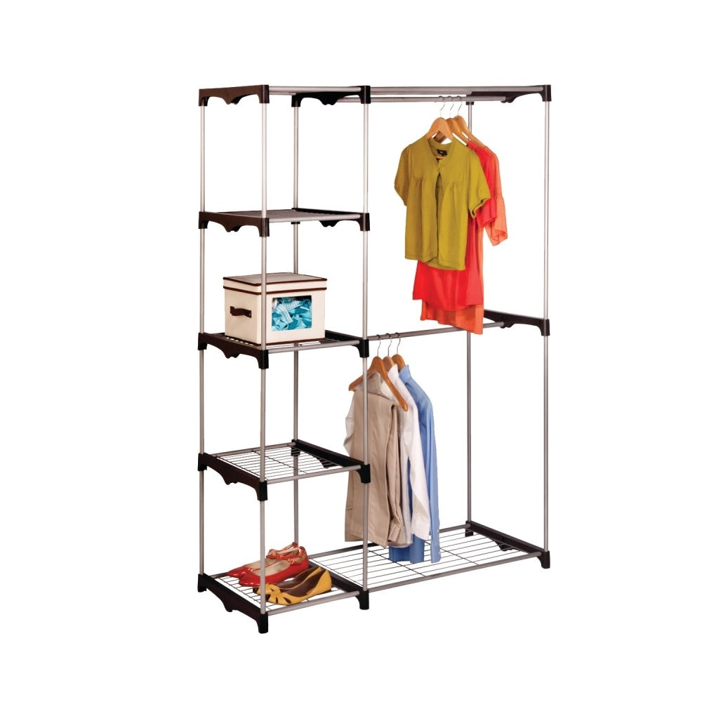 Honey-Can-Do WRD-09305 Double Rod Freestanding Closet, Plastic/Steel
