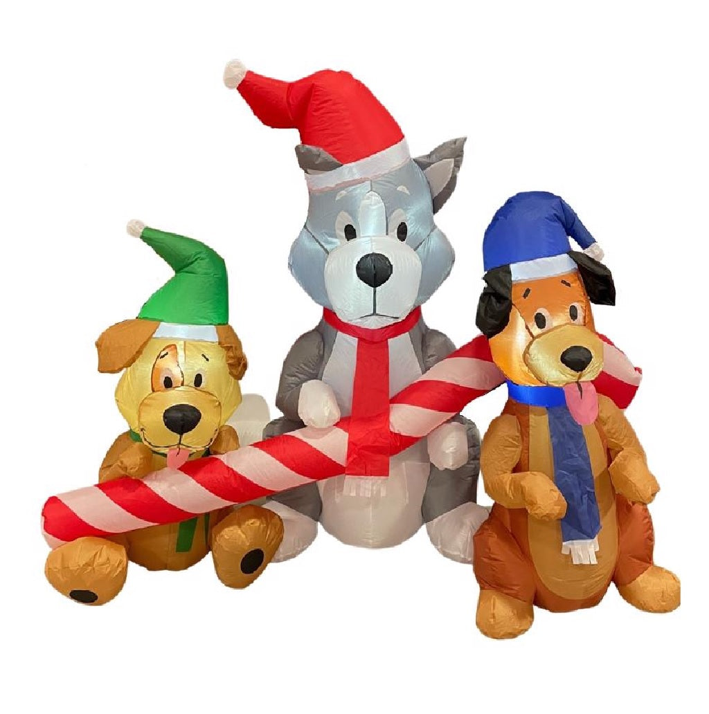 Celebrations MY-22C553 3 Dogs w/ Candy Cane Inflatable, Dog