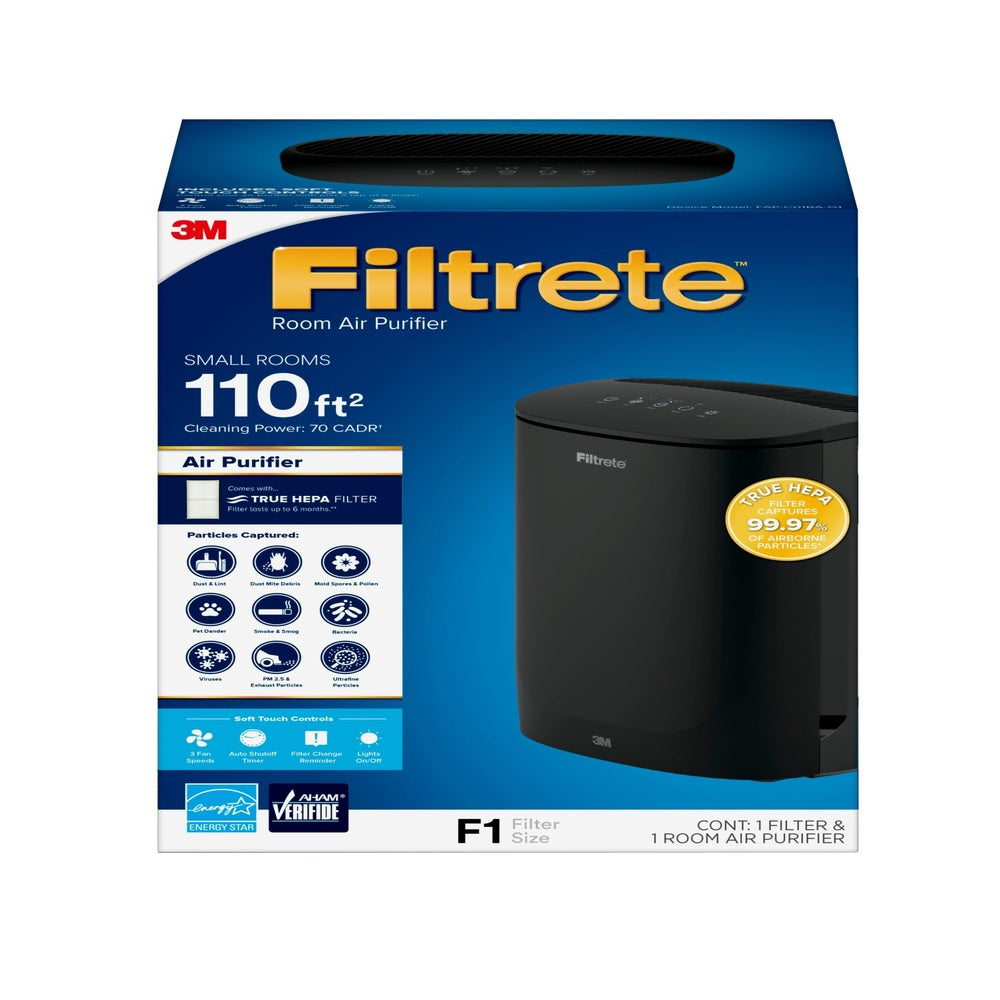 3M FAP-C01BA-G1 HEPA Air Purifier, Black, 110 sq ft