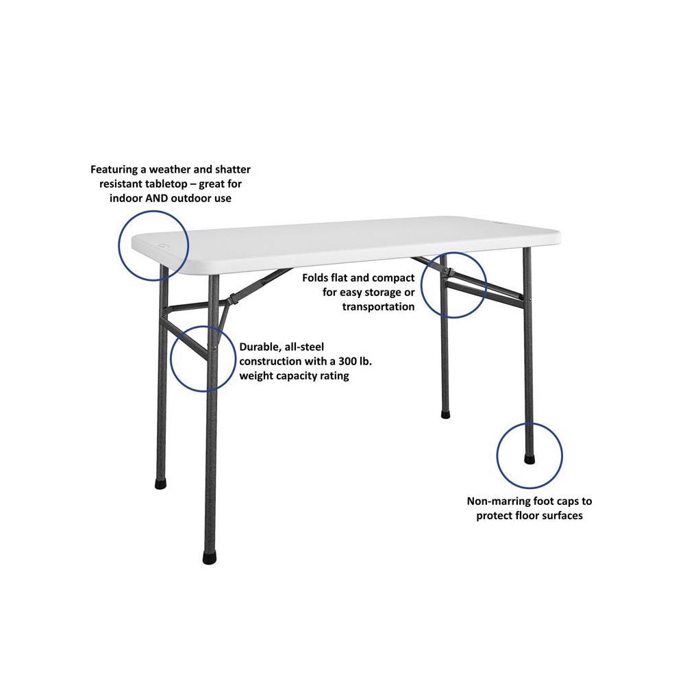 Cosco 14-146-WSP2 Rectangular Folding Table, 24.05 inch X 48 inch, White