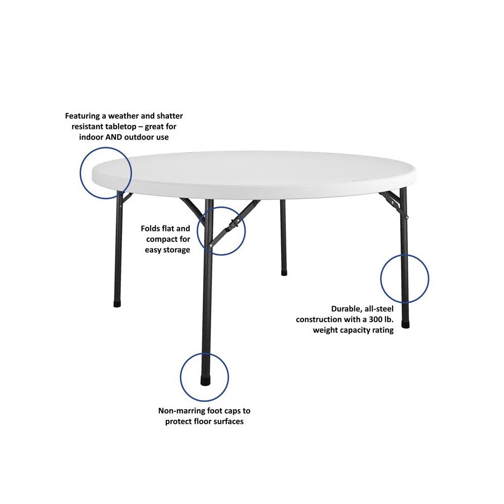 Cosco 14-160-WSP1A Round Folding Table, 60 inch, White