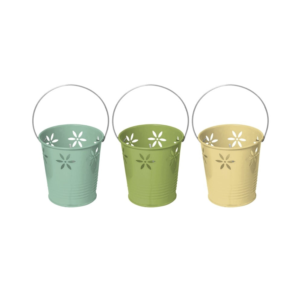 Seasonal Trends Y1279 Flower Bucket Citronella Candle, Assorted