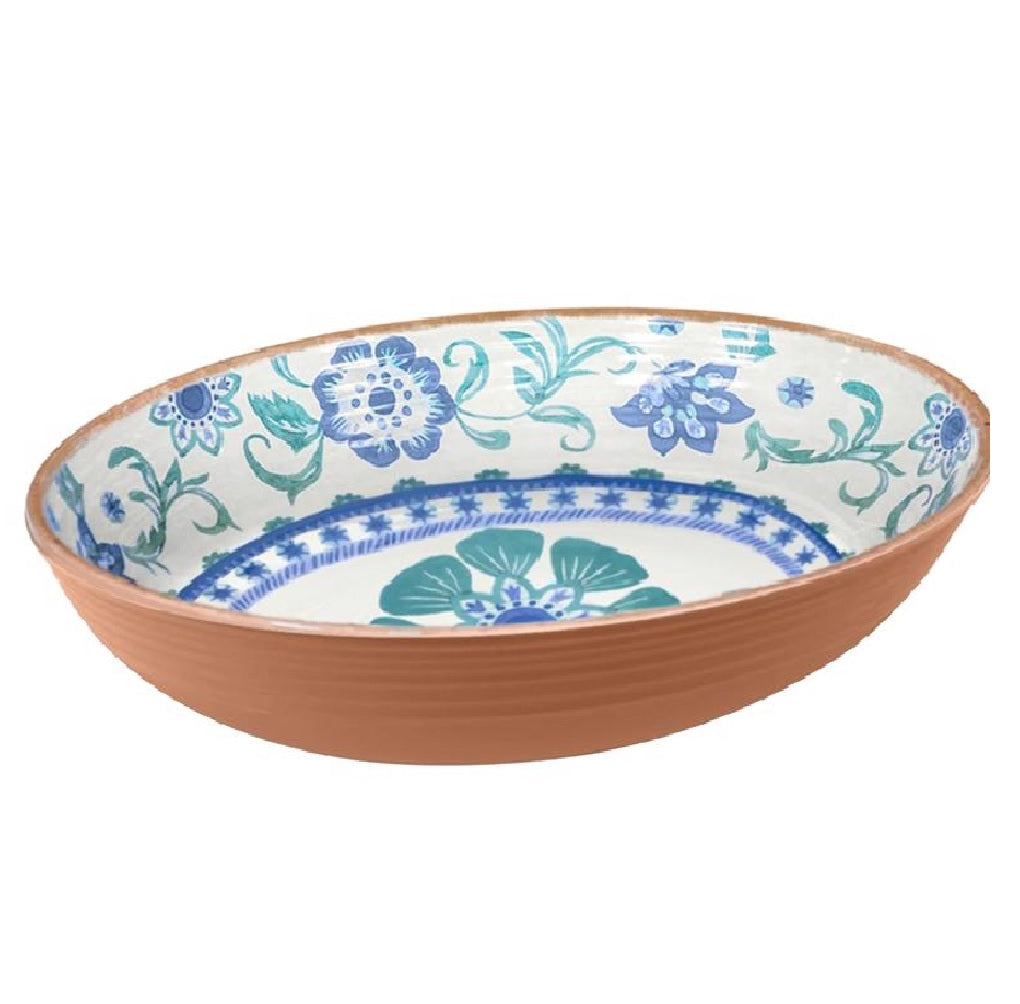 TarHong PAN5132TMSTF Rio Turquoise Floral Serving Bowl