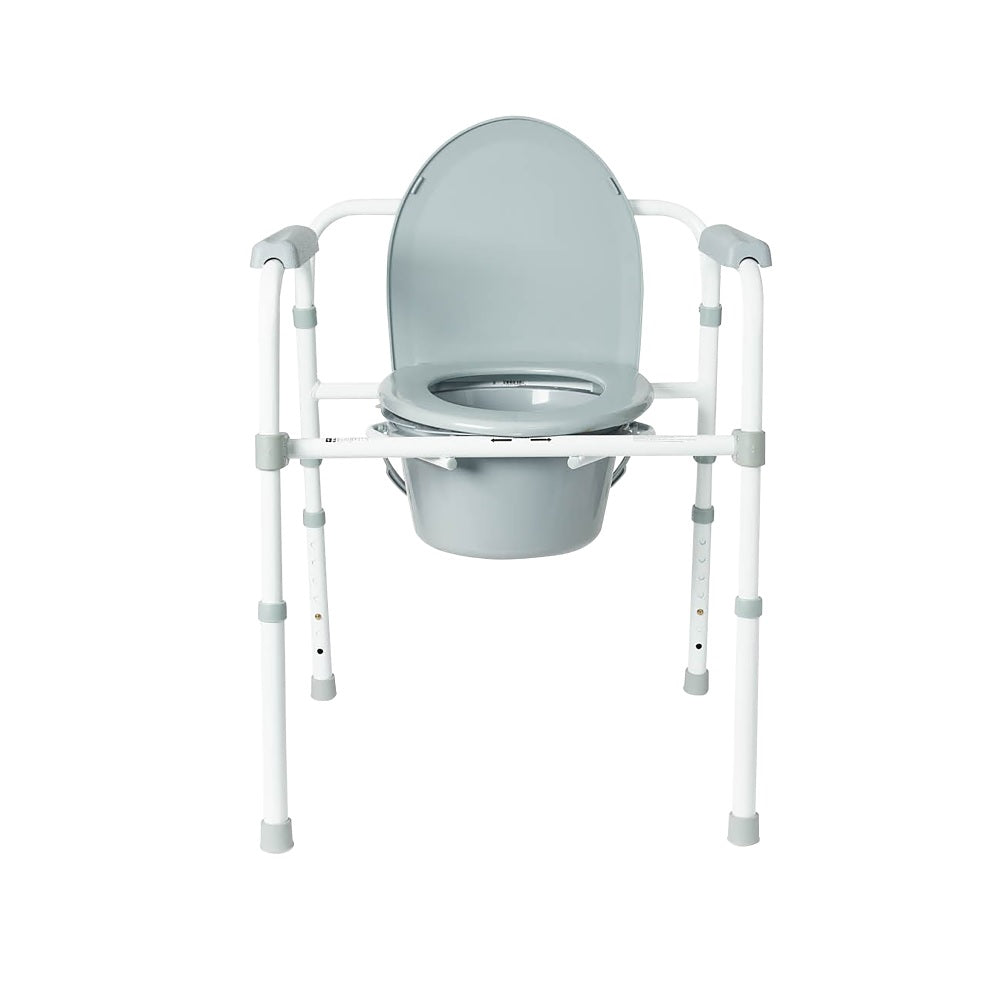 Medline G1-200RX1 Folding Commode, Plastic Seat, Gray