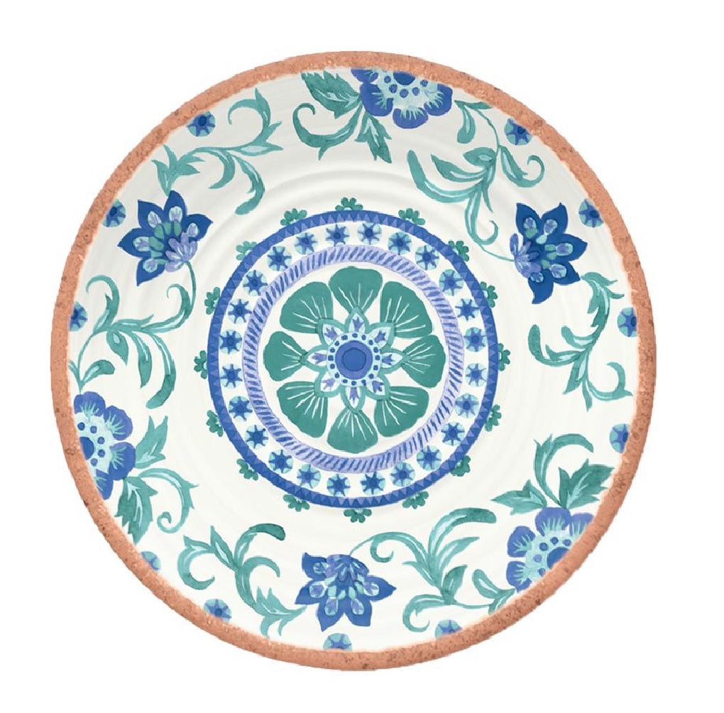 TarHong PAN1085MSRTF Rio Turquoise Floral Salad Plate