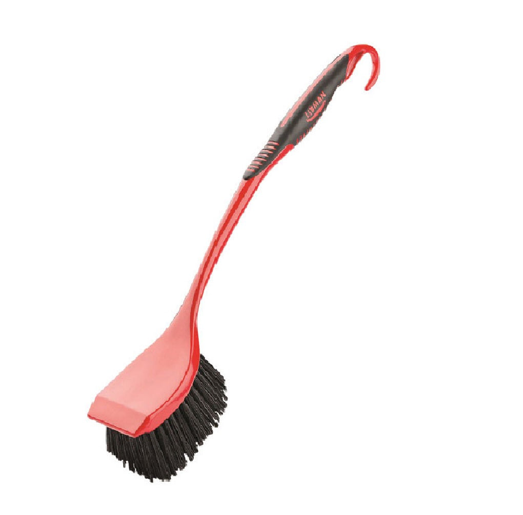 Libman 522 Long Handle Scrub Brush, Black/Red