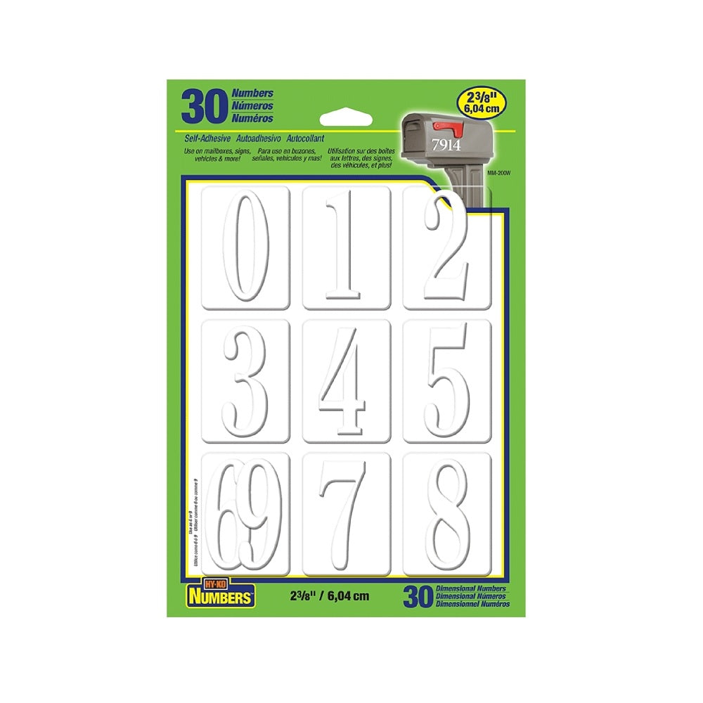 HY-KO MM-200W Self-Adhesive Number Set, 2-3/8 Inch, White