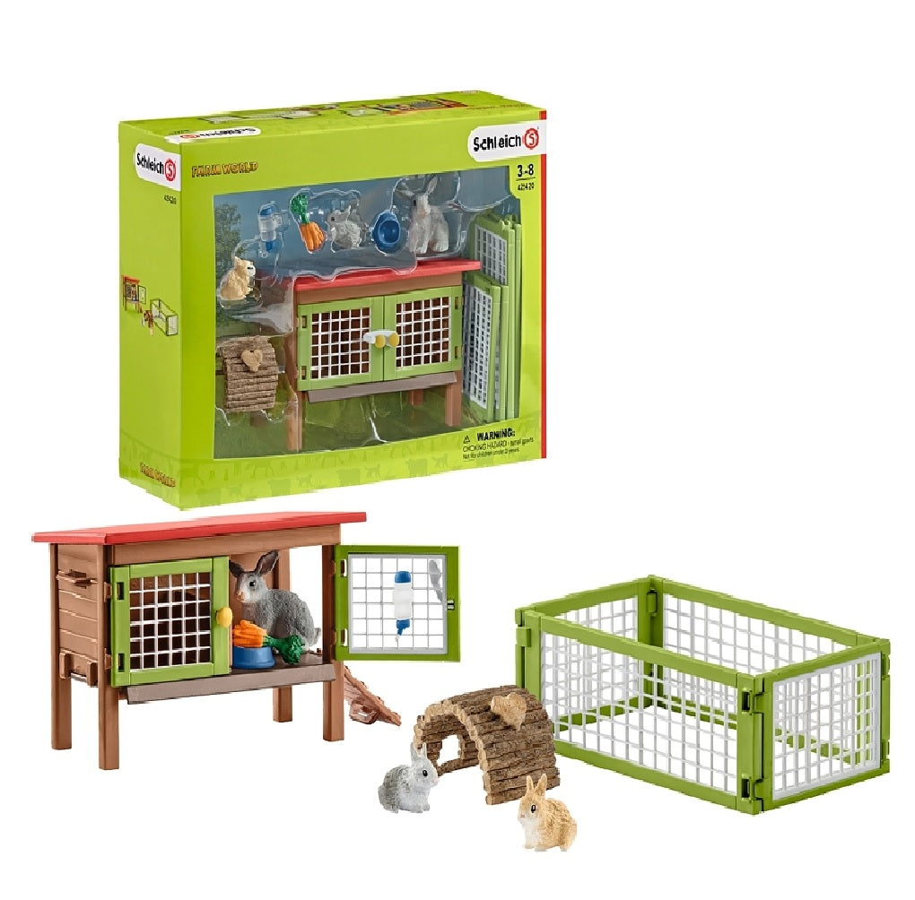 Schleich-S 42420 Farm World Series Rabbit Hutch Toy