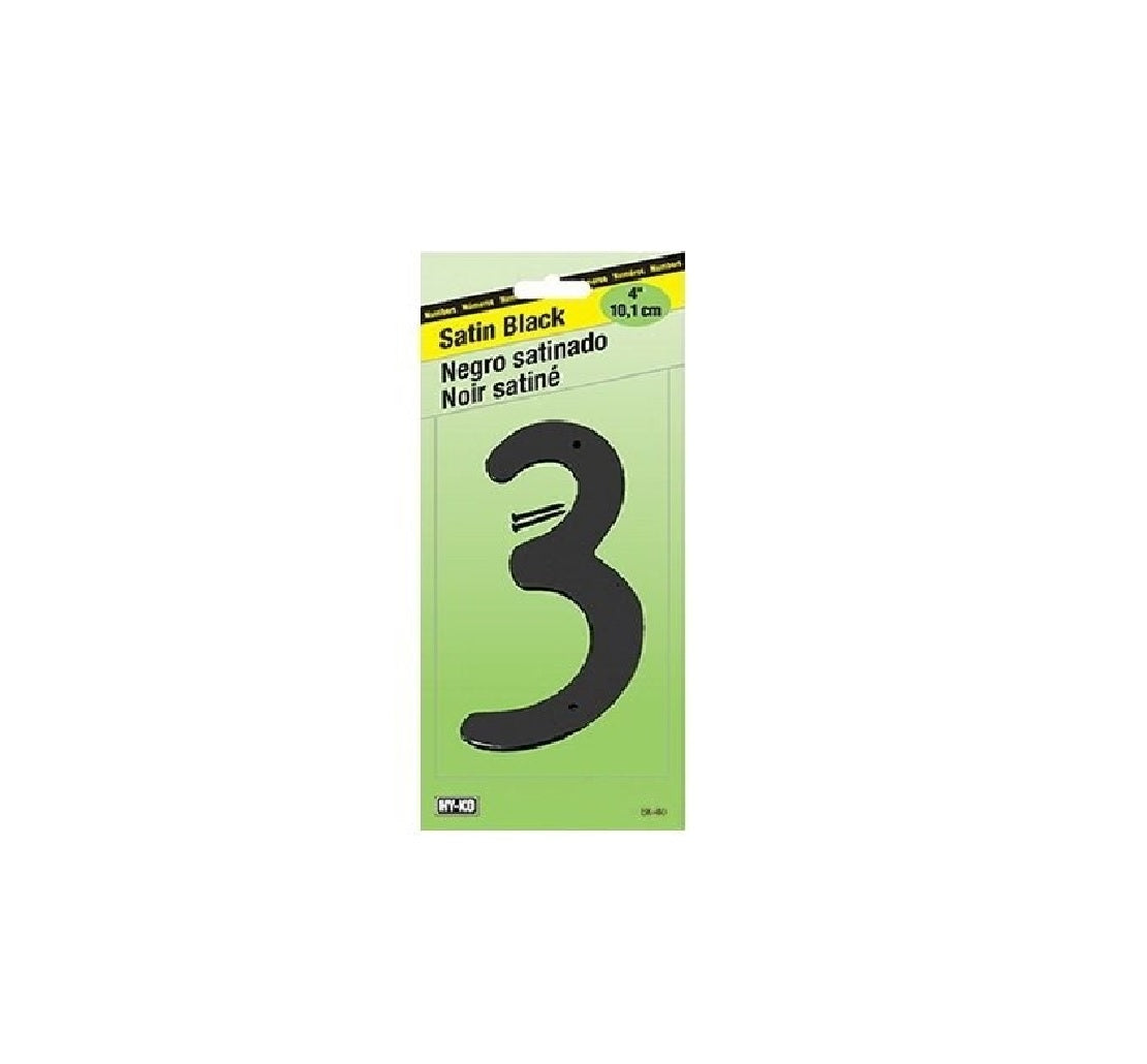 Hy-Ko BK-40/3 House Number, Black, Character 3