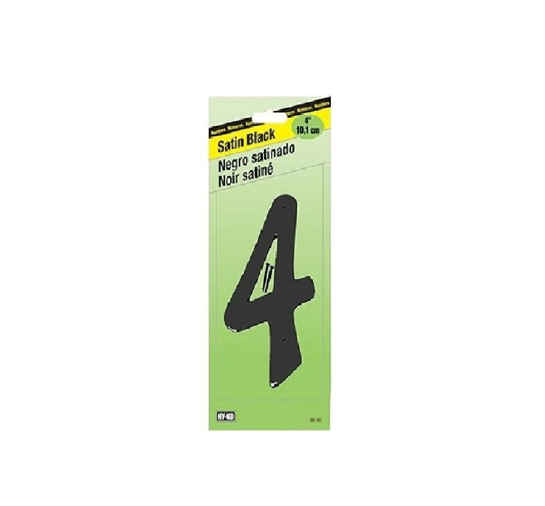 Hy-Ko BK-40/4 House Number, Black, Character 4