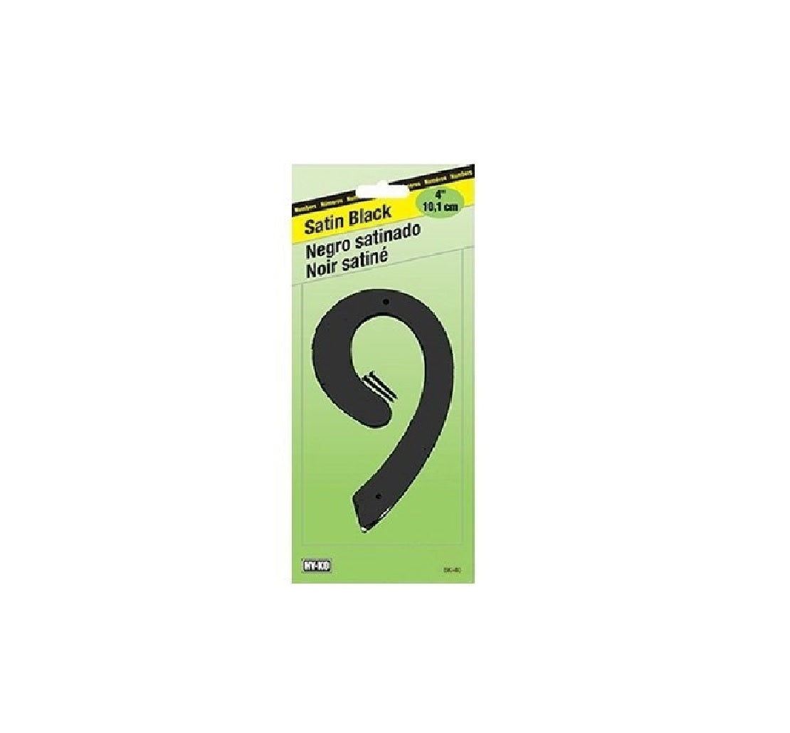 Hy-Ko BK-40/9 House Number, Black, Character 9