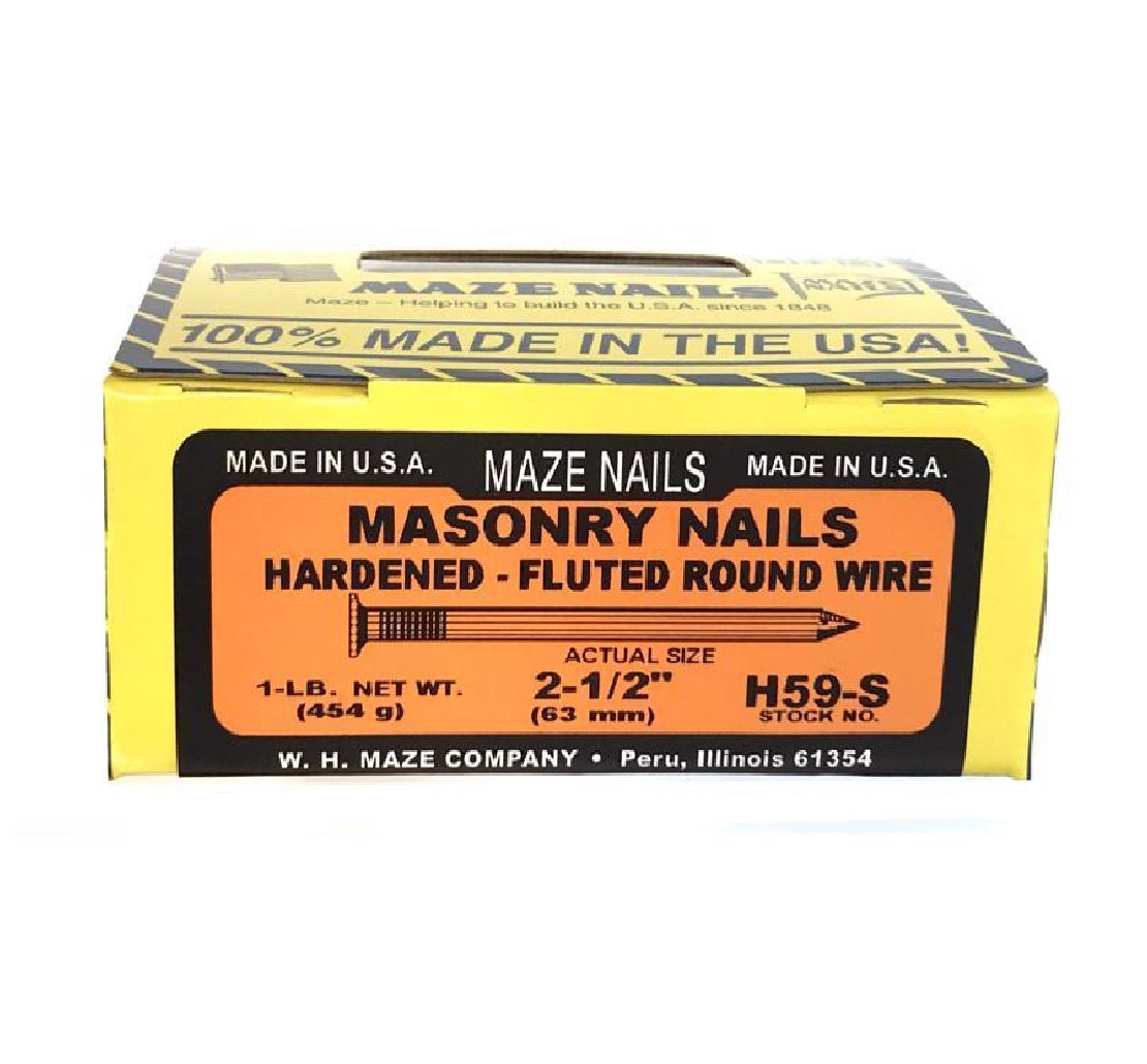 Maze H59S112 Flat Head Masonry Nail, Carbon Steel