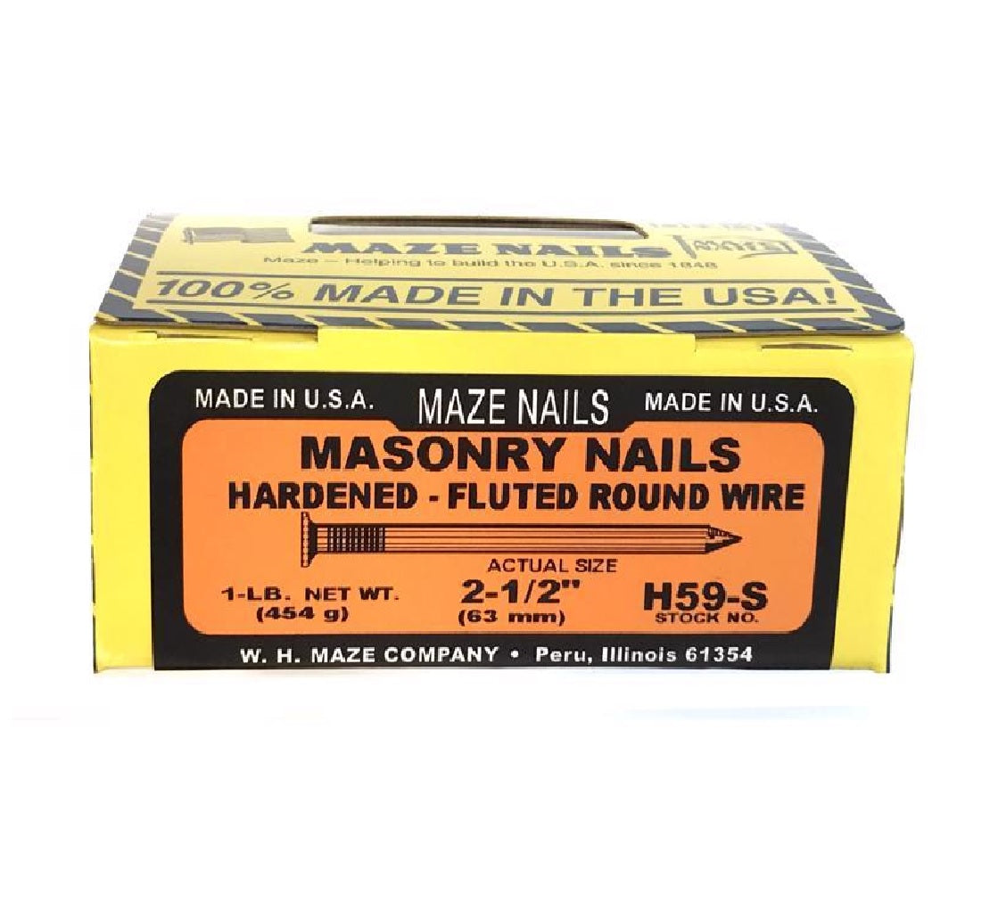 Maze H59S112 Flat Head Masonry Nail, Carbon Steel
