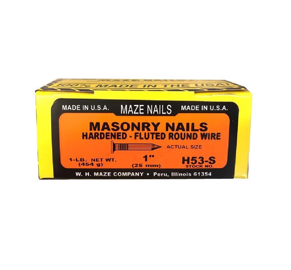 Maze H53S112 Masonry Flat Head Nail, Steel