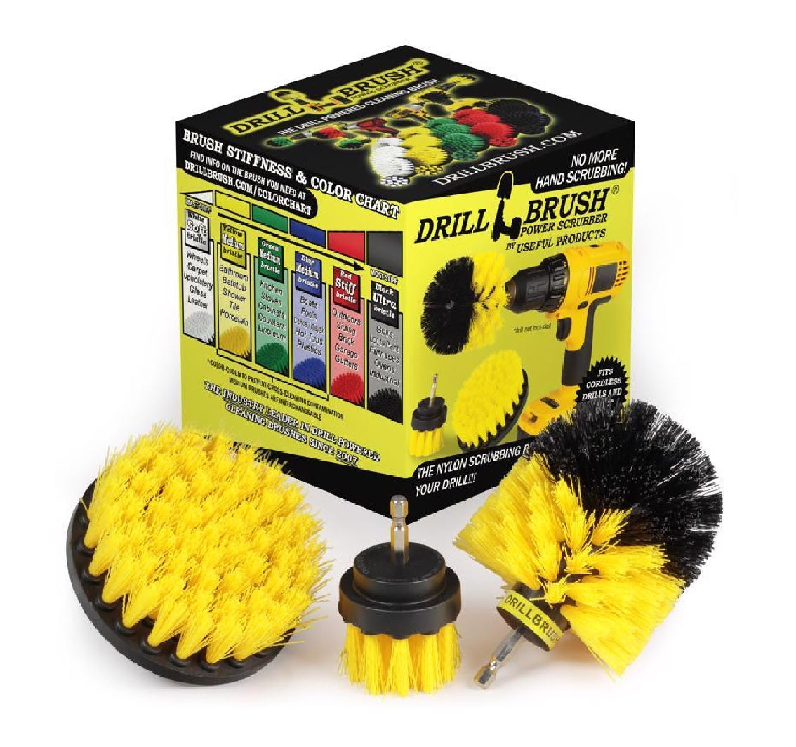 Drillbrush Y-S-42O-QC-DB Drill Brush Set, Yellow