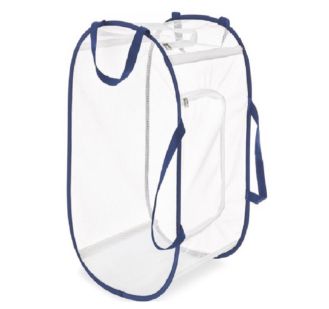 Whitmor 5588-7485-WNVY Collapsible Hamper, Blue/White