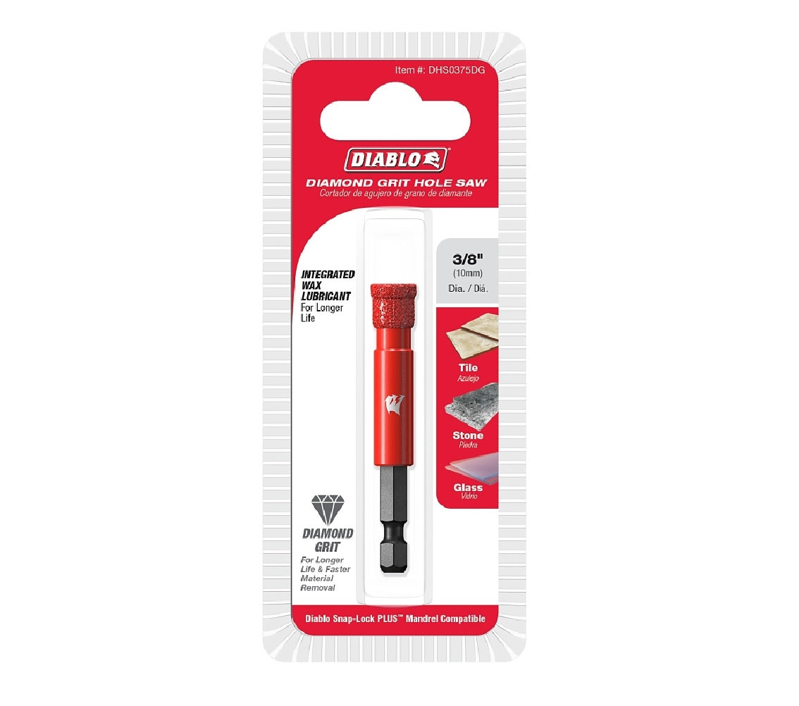 Diablo DHS0375DG Diamond Grit Hole Saw, 3/8 in Dia
