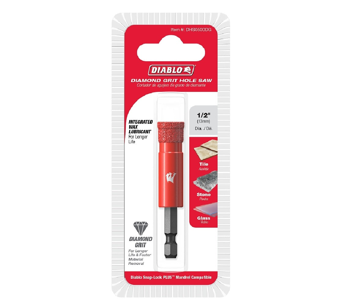 Diablo DHS0500DG Diamond Grit Hole Saw, 1/2 in Dia