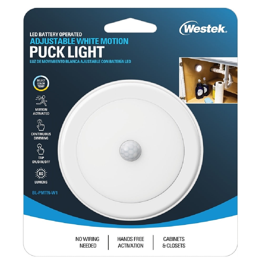 Westek BL-PMTN-W1T Motion Activated Puck Light, AA Battery