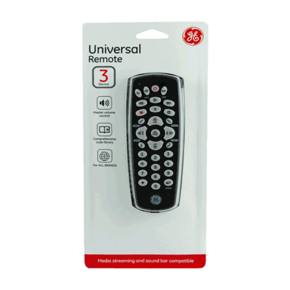 GE 34456 Universal Remote Control 3-Device, Black