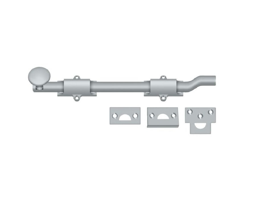 Deltana FPG1026D Surface Bolt with Off-Set, Satin Chrome, 10"