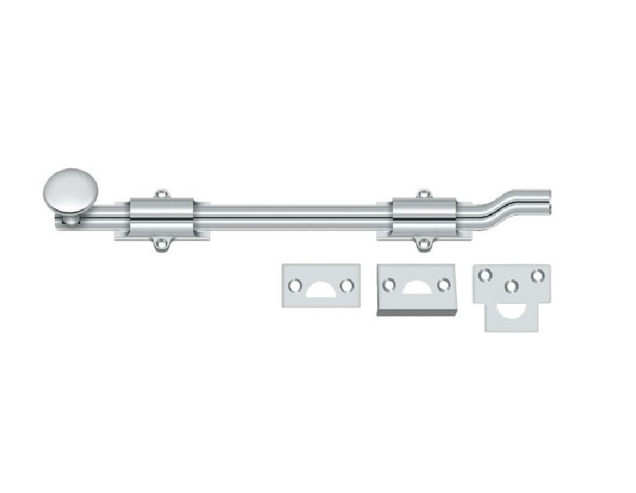 Deltana FPG1226 Surface Bolt with Off-Set, Bright Chrome, 12"