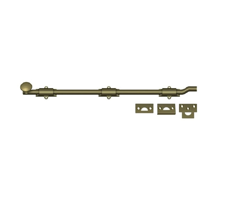Deltana FPG185 Surface Bolt with Off-Set, 18", Antique Brass