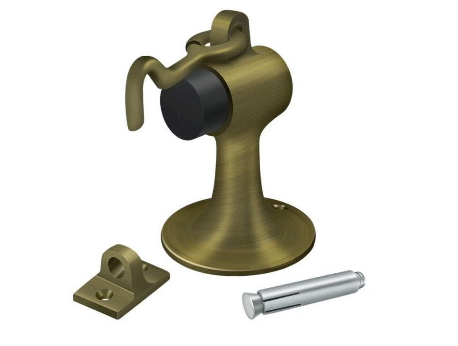 Deltana DSF444U5 Cement Floor Mount Bumper, Antique Brass