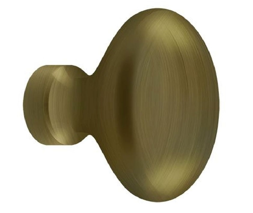 Deltana KE125U5 Oval/Egg Shape Cabinet Knob, Antique Brass