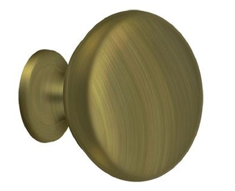 Deltana KR114U5 Solid Round Cabinet Knob, Antique Brass