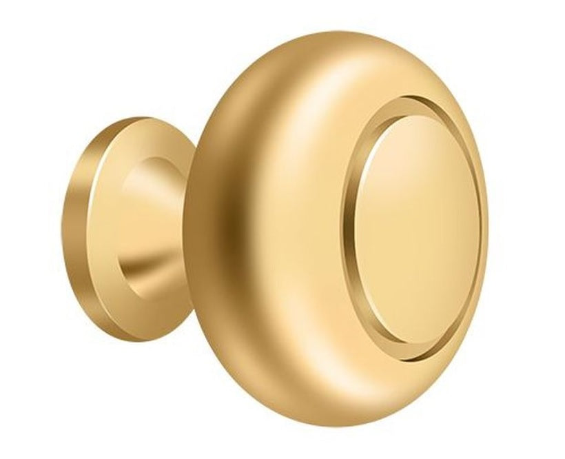 Deltana KR119CR003 Groove Round Cabinet Knob, Lifetime Brass