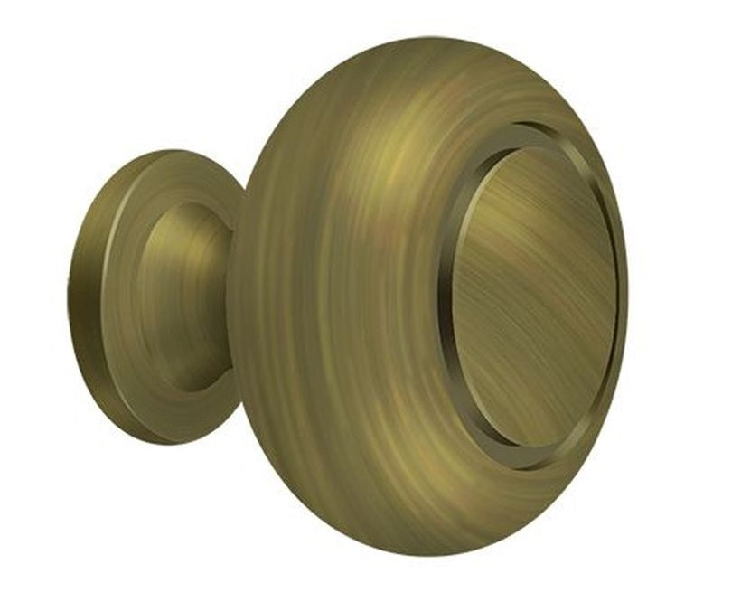 Deltana KR119U5 Groove Round Cabinet Knob, Antique Brass