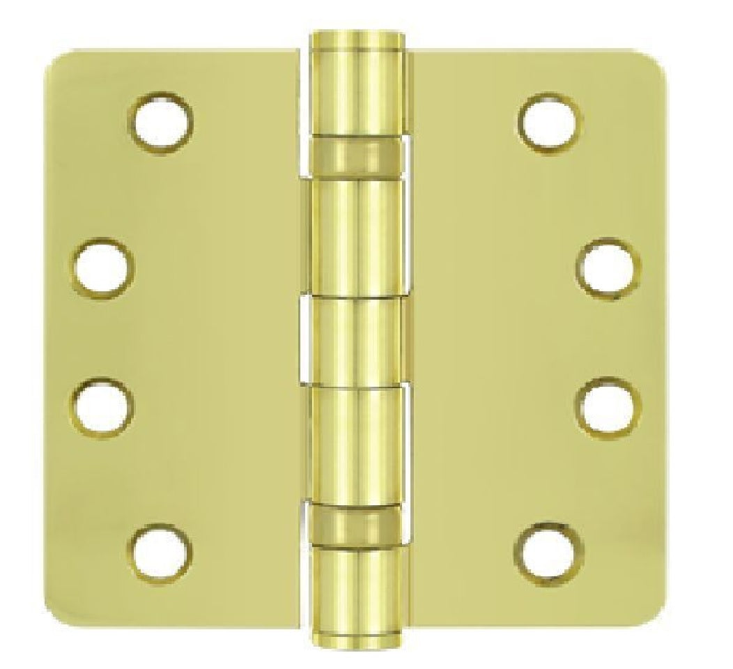 Deltana S44R4HDB3 Radius Door Hinge, Bright Brass