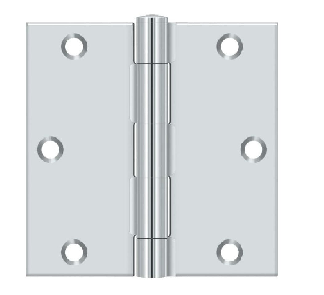 Deltana S35U26-R Square Door Hinge, Bright Chrome
