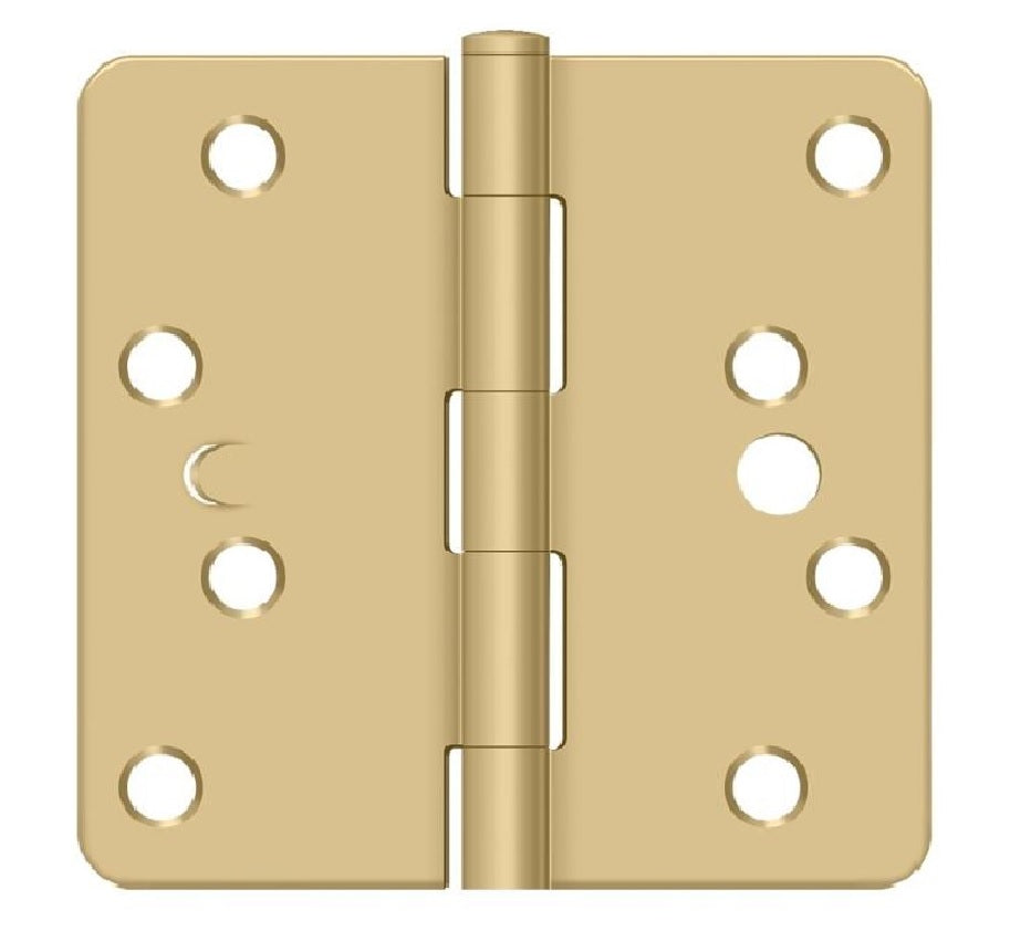 Deltana S44R4BK4S Radius Door Hinge, Satin Brass