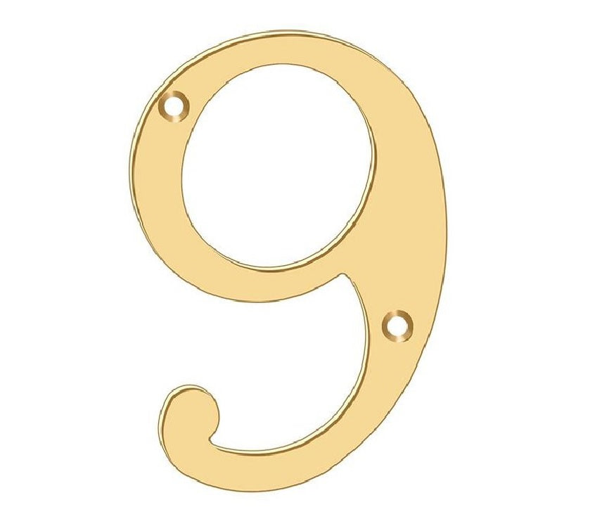 Deltana RN4-9 House Number, Lifetime Brass, 4"