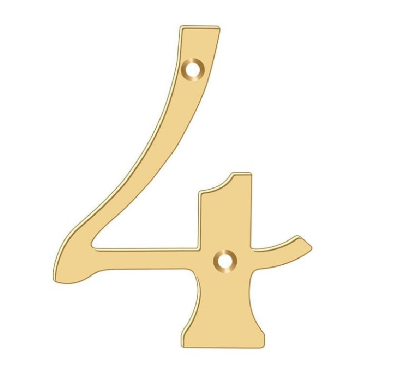 Deltana RN6-4 House Number, Lifetime Brass, 6"
