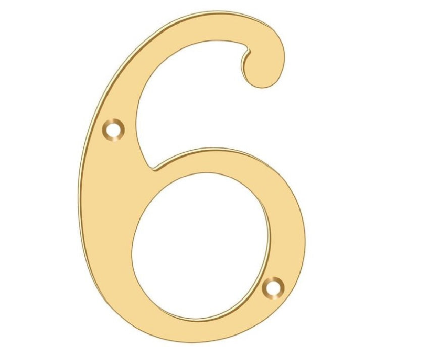 Deltana RN6-6 House Number, Lifetime Brass, 6"