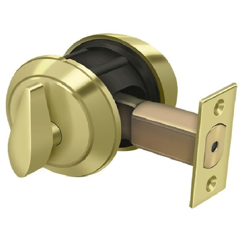 Deltana CL200LM-3 Single Deadbolt GR1 Lock, Bright Brass