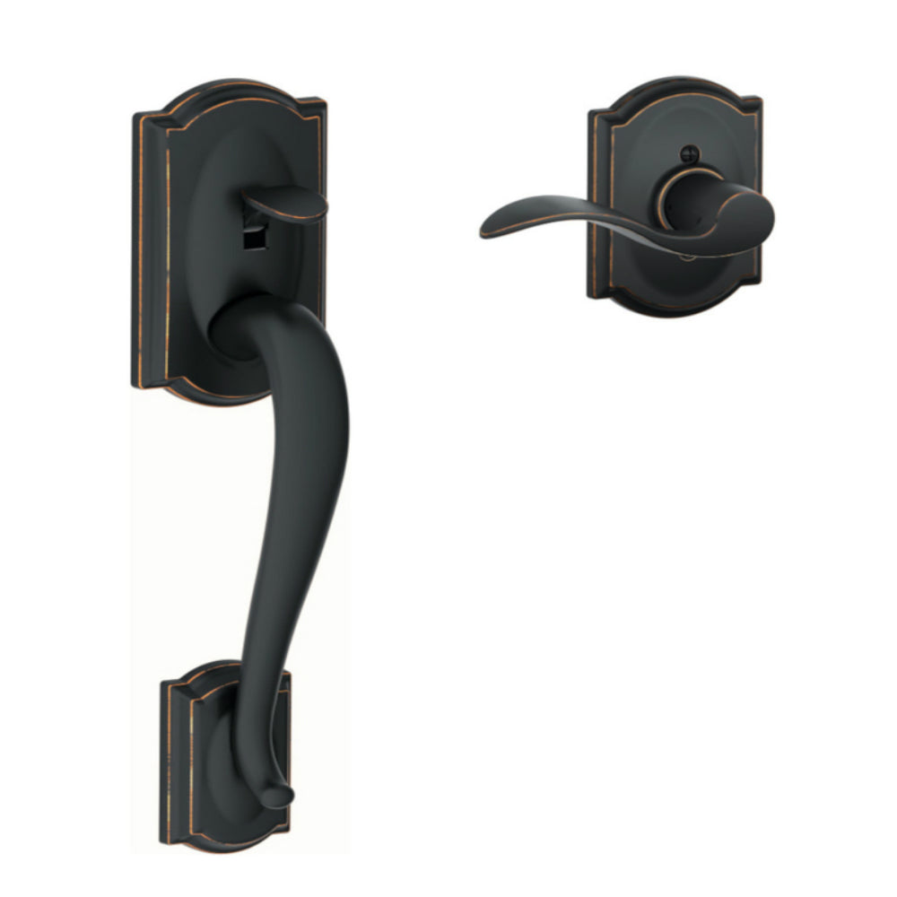 Schlage FE285VCAM716ACC Camelot Handleset, Aged Bronze