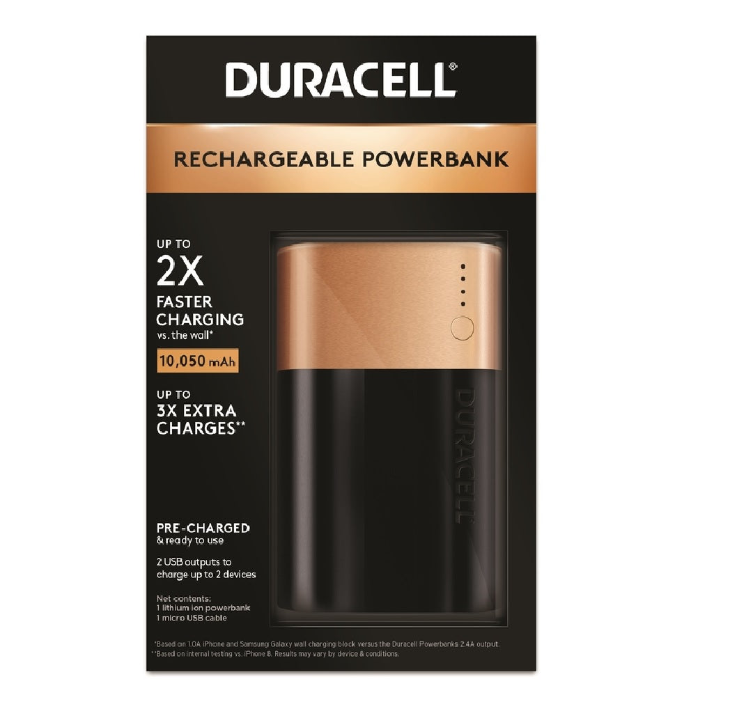 Duracell 03293 3X Rechargeable Power Bank, Black/Gold