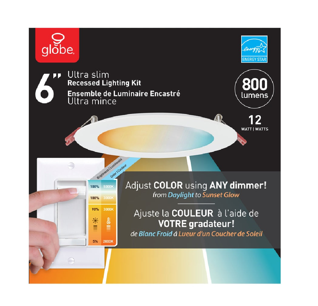 Globe 91416 Ultra Slim Recessed Lighting Kit, Plastic, 6"