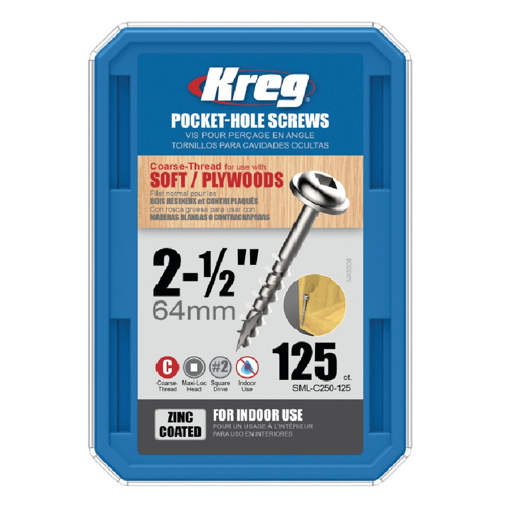 50 Viti Kreg SML-C250-50 Per Fori Tascabili - #2 X 2-1/2'' - Acciaio Zincato