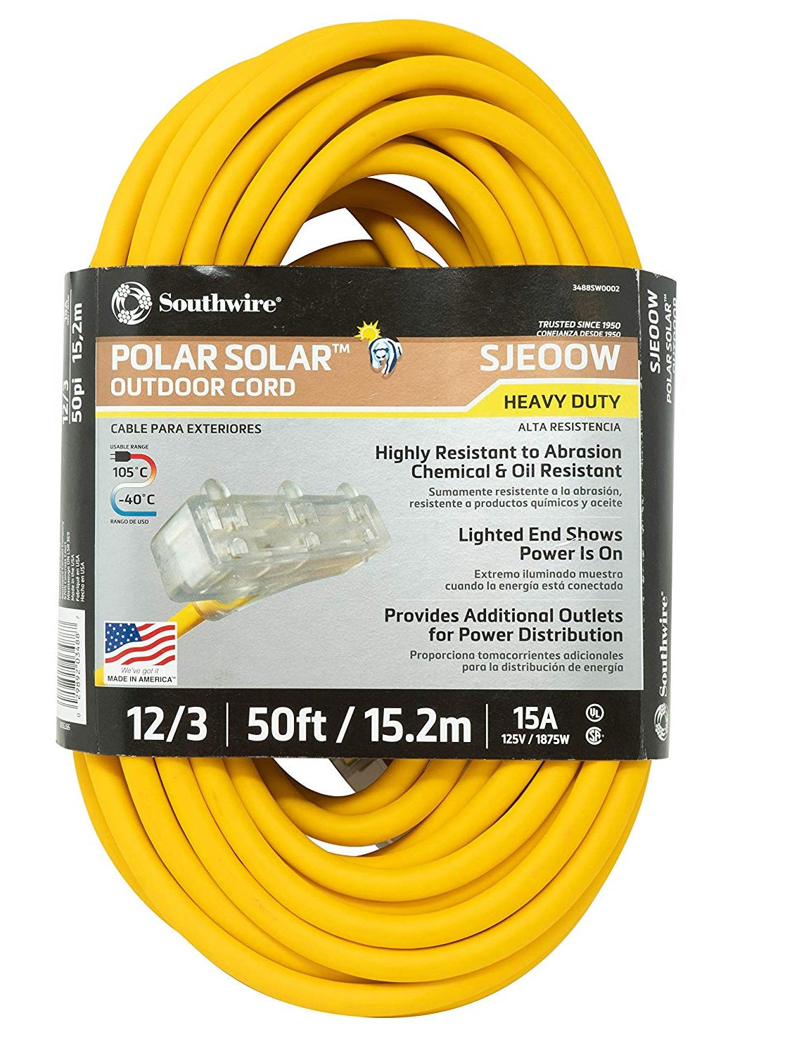 Southwire 3488SW0002 Tri-Source Extension Cord,  50 Feet